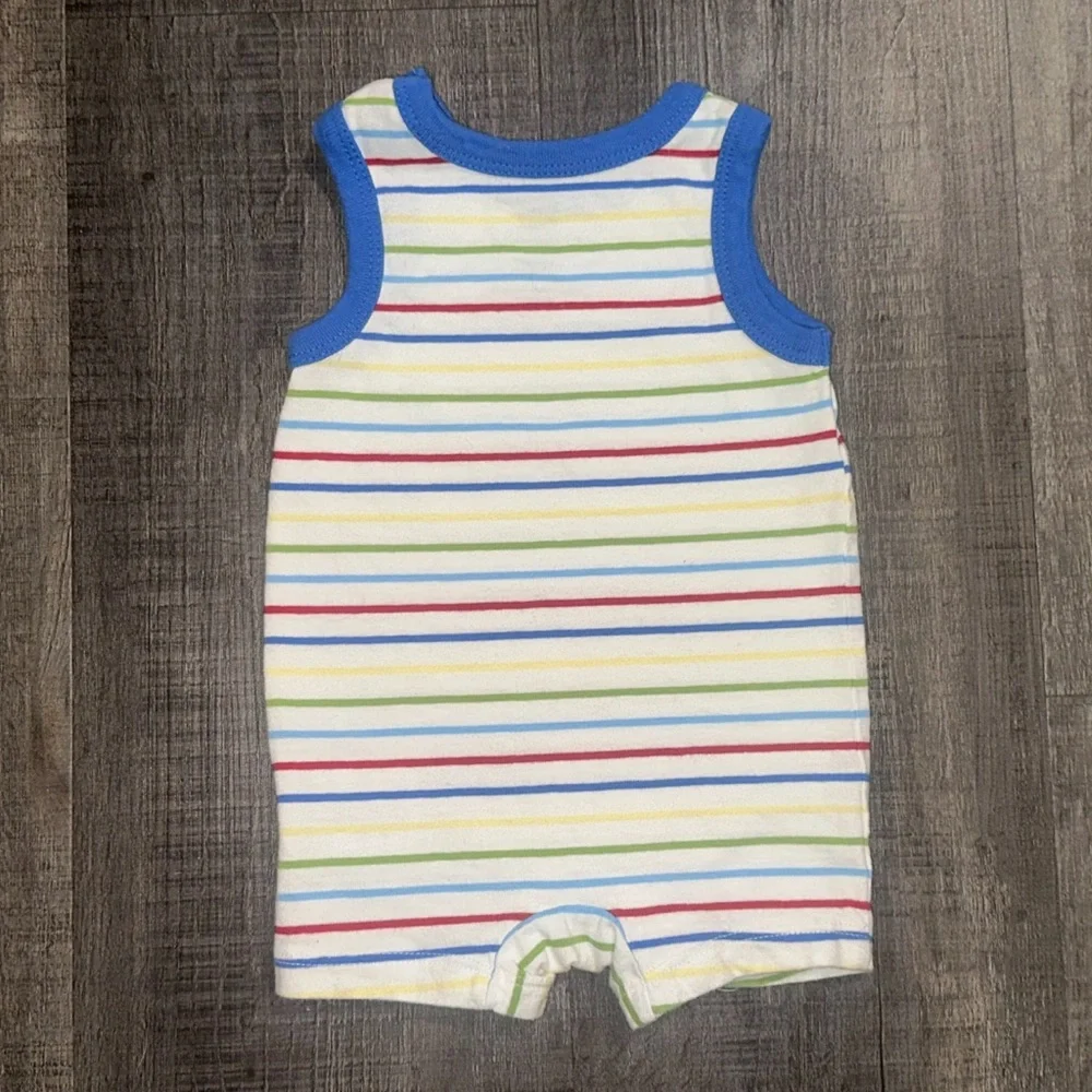 💞 New Infant & Baby Boy Size Newborn Multicolored Striped Sleeveless Romper